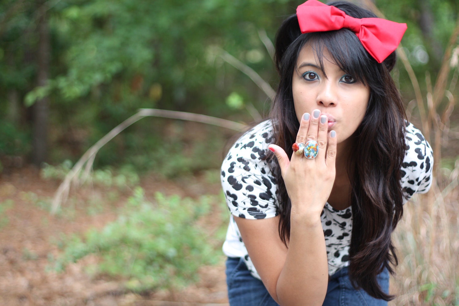 little red  riding hood big red bow headband.