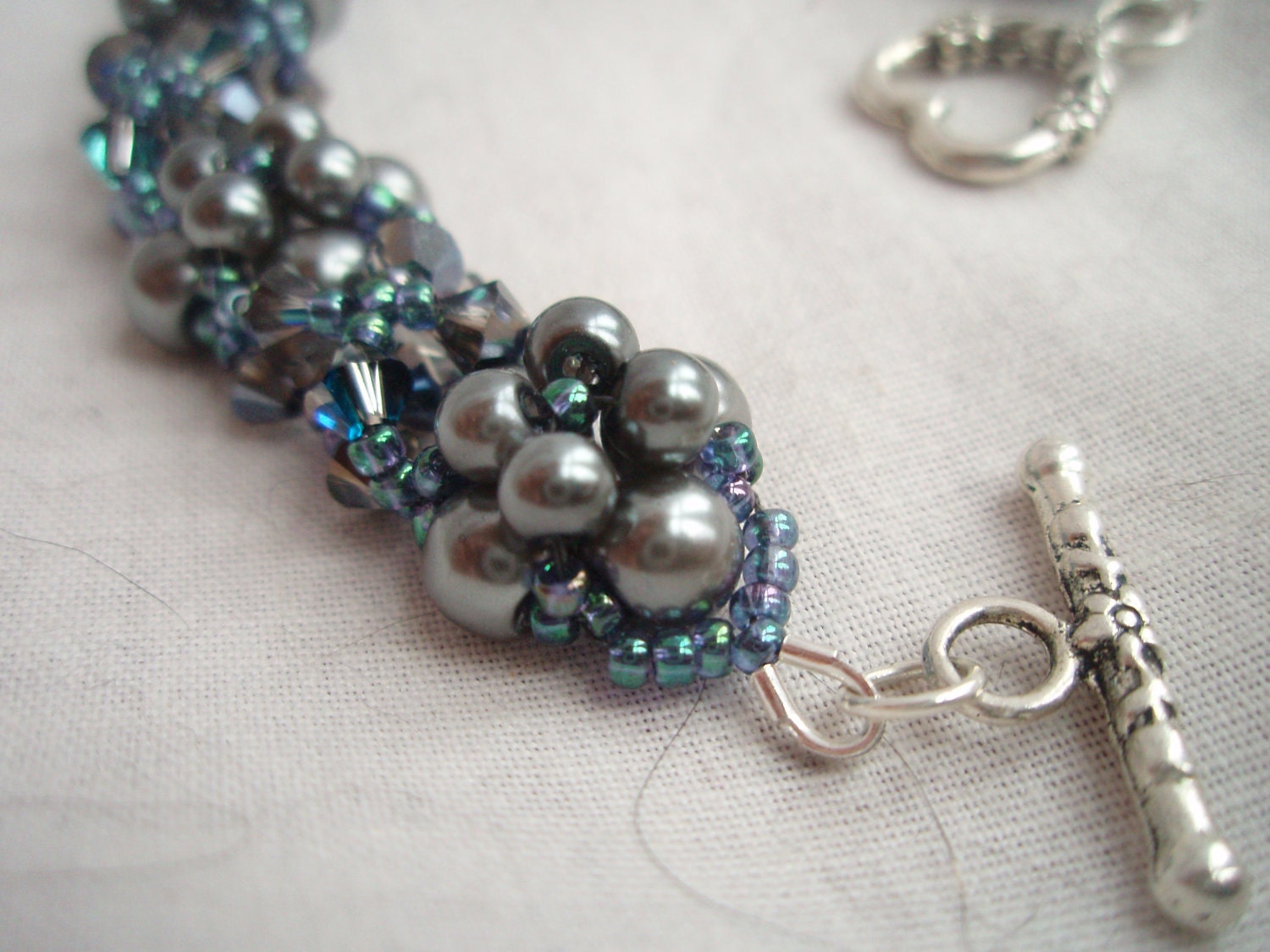Blue Pearl and Crystals Bracelet