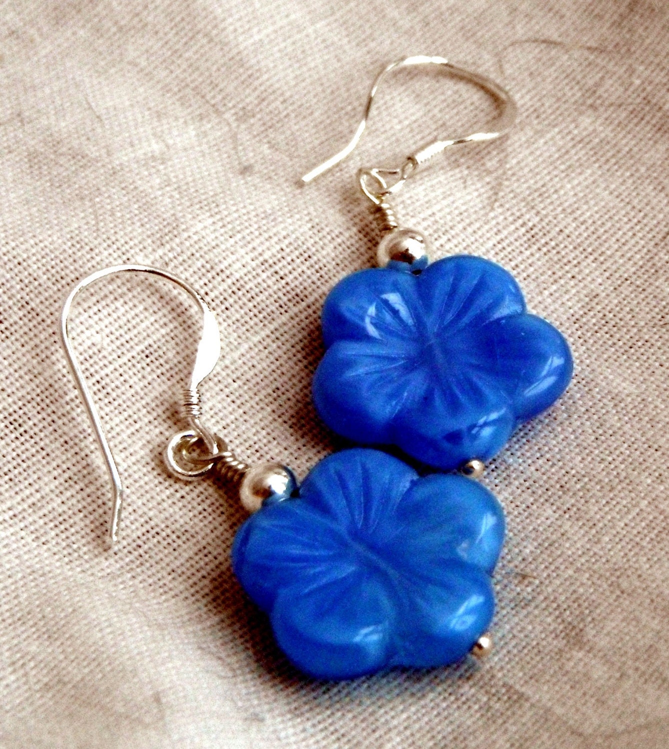Blue Hibiscus Earrings