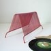 vintage red record rack