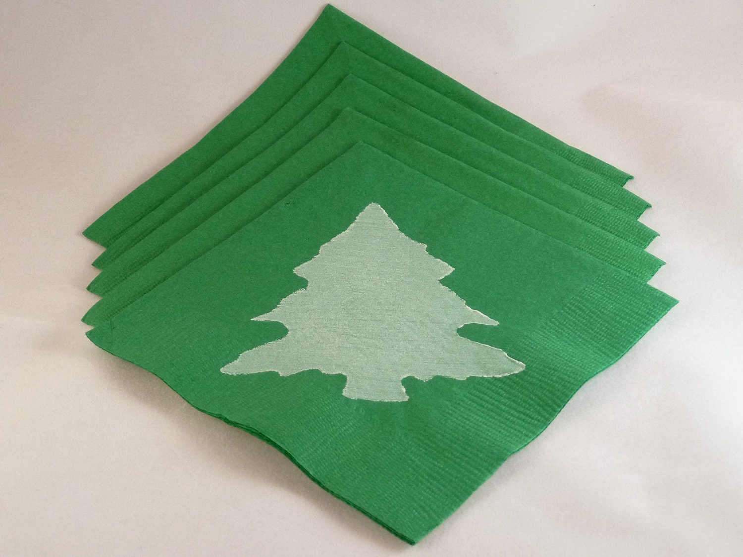 Green Christmas Tree Paper Cocktail Napkins