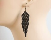 Art Deco Lace Earrings - Josephine in Black
