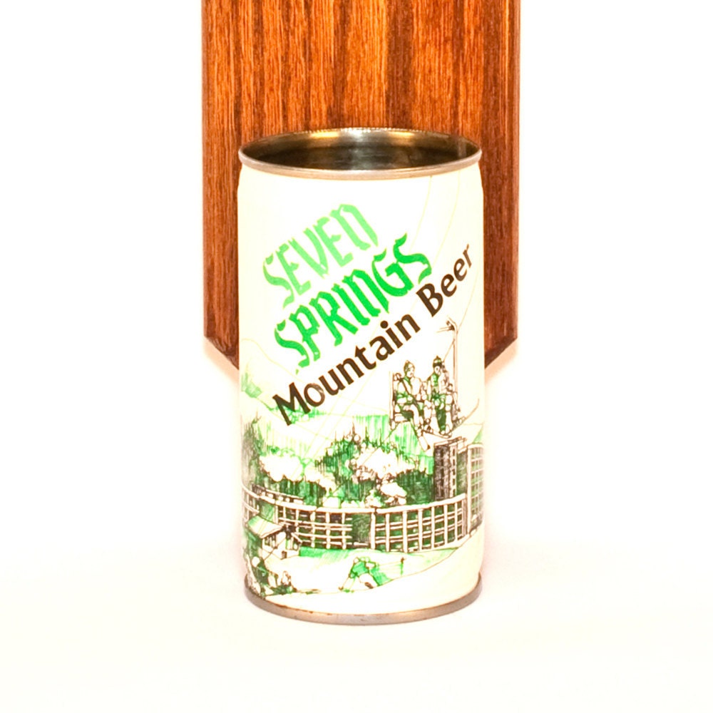 Seven Springs Bottle Opener with Vintage Wall Mount Beer Can Cap Catcher - Gift for Guy Grad Dad Groomsmen
