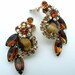 Vintage Juliana Earrings Striped Art Glass & AB Rhinestone DeLizza And Elster Book Piece