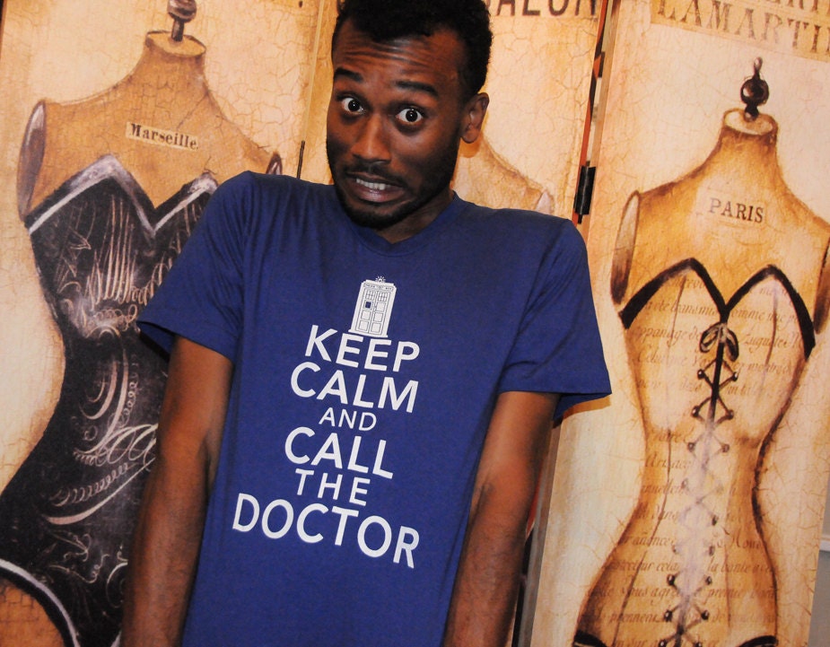Keep Calm And Call The Doctor.  Unisex/Men American Apparel SMALL.