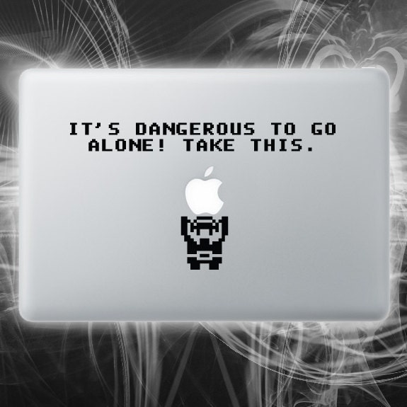 Its dangerous to go alone zelda inspired macbook decal