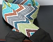 Lagoon Chevron SLR Camera Strap with Leather Ends- Free Shipping
