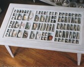 Custom Handmade white wood coffee  table with a collection