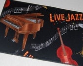 Fabric Jazz Post Card, Fabric Piano Post Card, Musical Instrument Post Card,