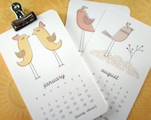 Artsy Birdies - Mini 2013 Handmade Calendar - Original Illustration