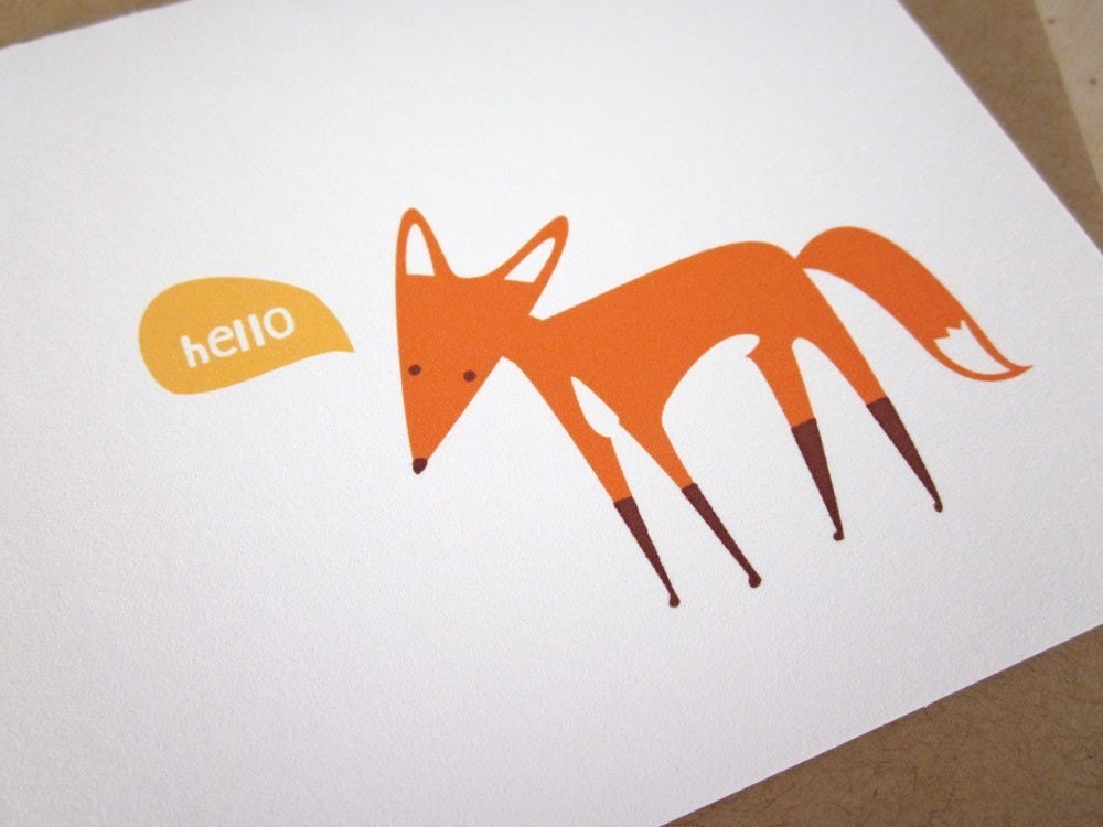 Hello - Fox Handmade Card