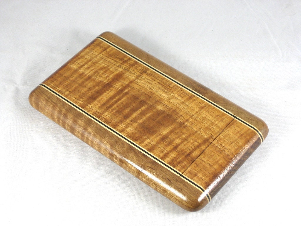 Business Card Case - Hawaiian Curly Koa with curly Satinwood