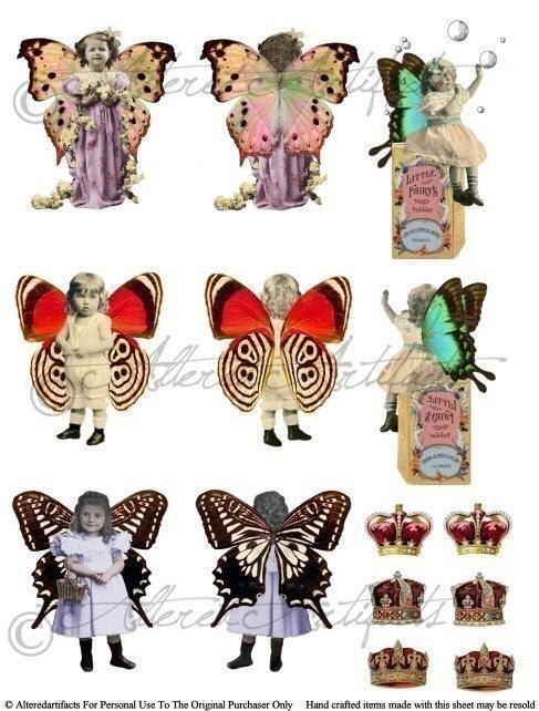 Fairy Front Back Puppet Digital Collage Sheet Fairies Download