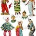 Foolish Folies Circus Clowns Jesters Vintage Altered Art Scrap Digital Collage Sheet for your Puppet Theaters