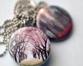 Eco Friendly locket, recycled metalwork necklace, upcycled jewelry for girls,  3 in 1 set  raceytay / polarity