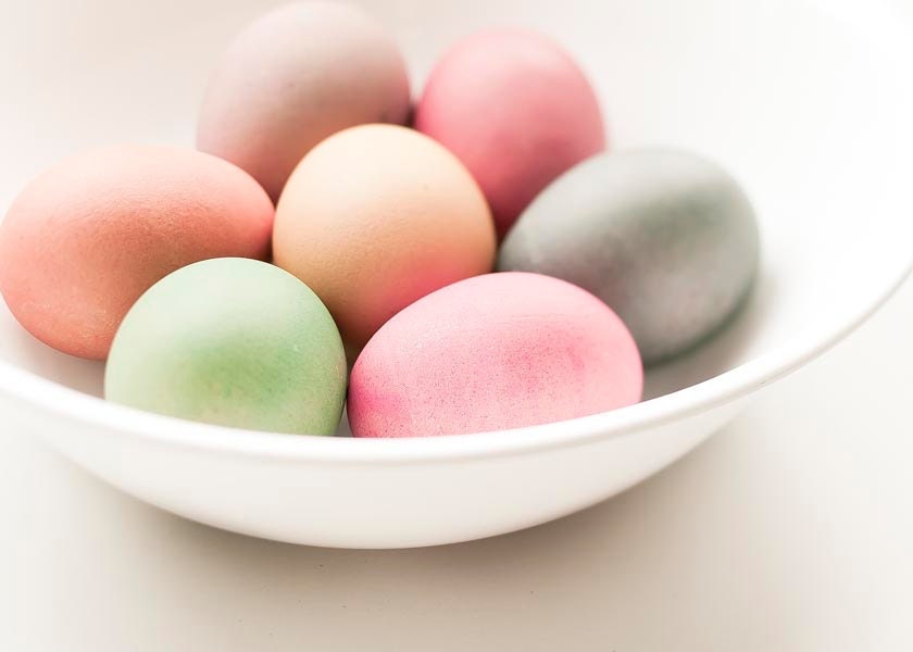 Easter eggs, pastel wall decor, food photography, minimalist, spring, pink, yellow, green, rainbow colored 5x7 - Raceytay