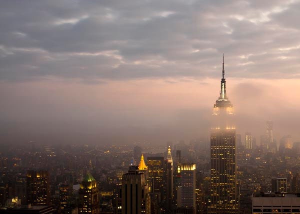 New York City Photography, Men, fog, Fathers day, NY Skyline, wall decor, Mauve, Gold, Travel, 8x10 photo