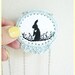 SALE/ Illustration & Crochet Necklace/Rabbit Heart Silhouette Powder Blue