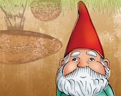 8x10 illustration print: Mr. Kabouter (gnome with mushrooms)