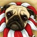 8x10 illustration print: My Little Joker (pug with harlequin collar and bells) benefits Oregon Humane Society