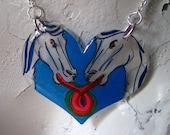 Horses Share a Rainbow Heart Necklace