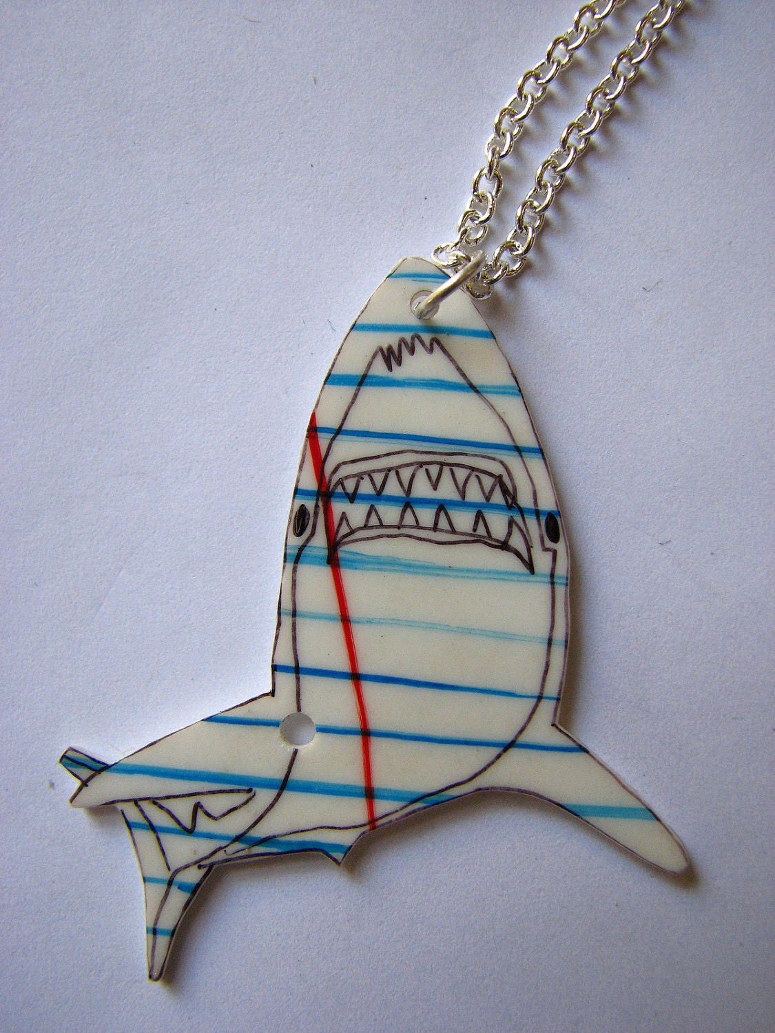 Notebook Paper Shark Necklace