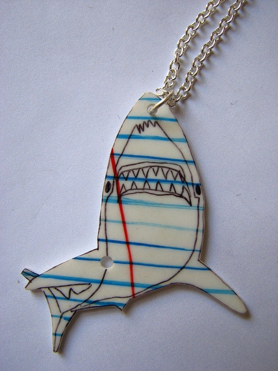 Notebook Paper Shark Necklace