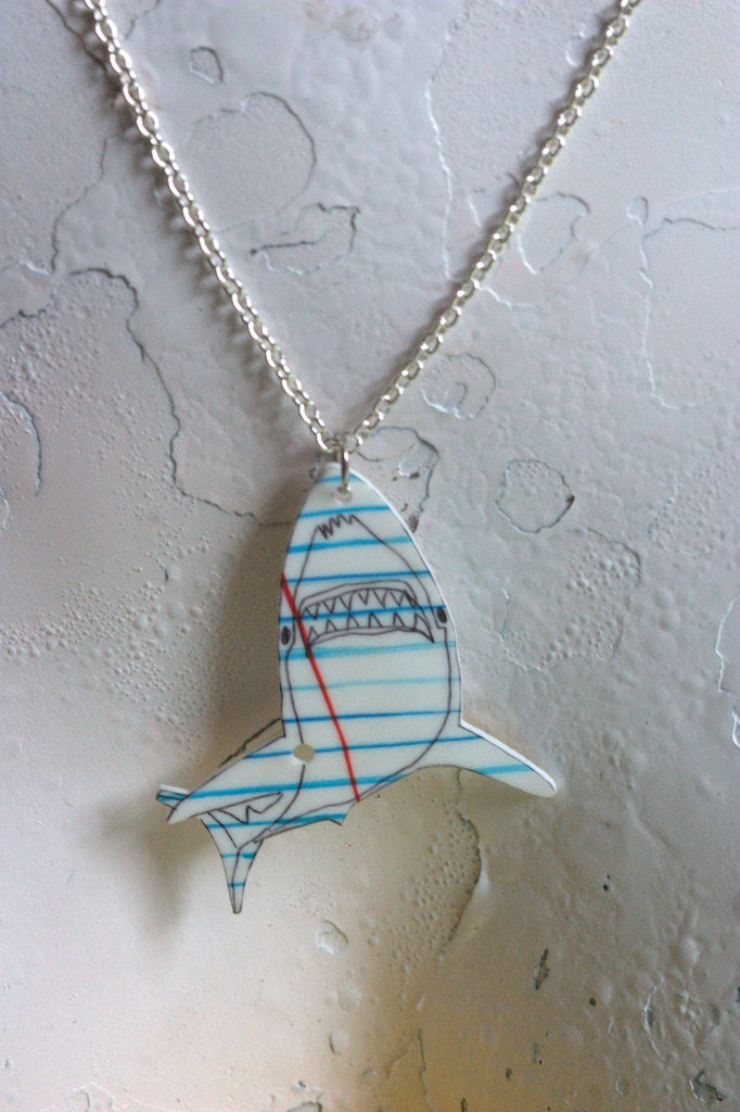 Notebook Paper Shark Necklace