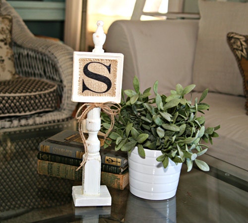 White Monogrammed Stand