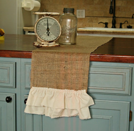 Ruffled Burlap Table Runner
