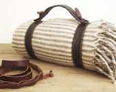 BROWN BLANKET STRAPS hand woven with beautiful soft tanned leather in black with brown lining