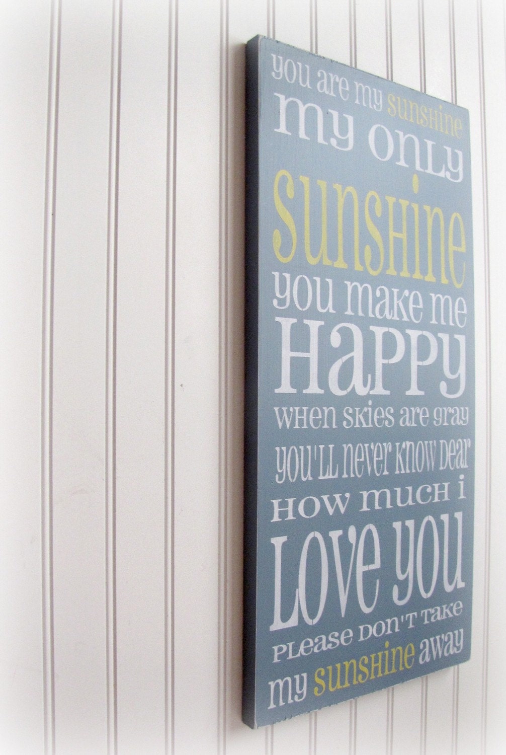 You Are My Sunshine Shabby Chic Typography Sign-Blue and Yellow