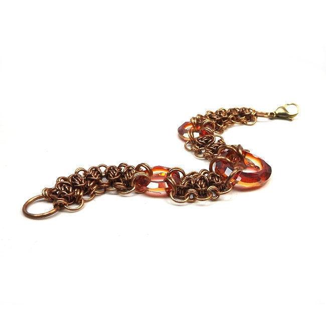 Handmade Bronze and Crystal Byzantine Bracelet