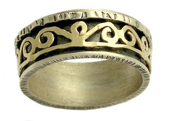 Meditation infinity spinner ring - Sterling silver and yellow gold Men's and Women's wedding band - Love games.