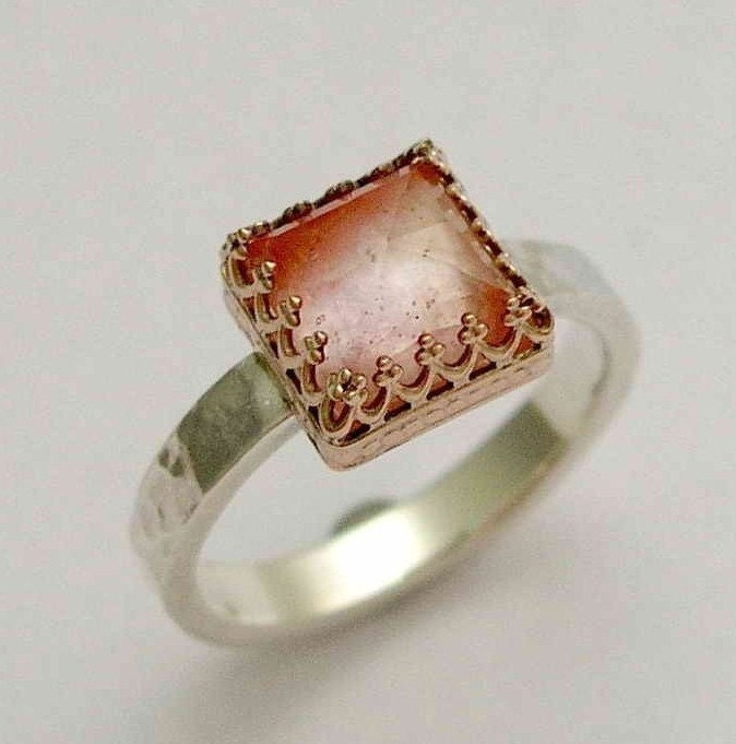Reserved to Ina - All Silver engagement ring with Cabochon Amethyst - Rose kingdom