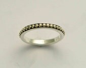 Dotted yellow gold and sterling silver oxidized minimalist thin unisex band  - Our Happiness.