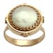 14k Rose gold engagement crown, Victorian ring with a flat coin pearl - Snow white.