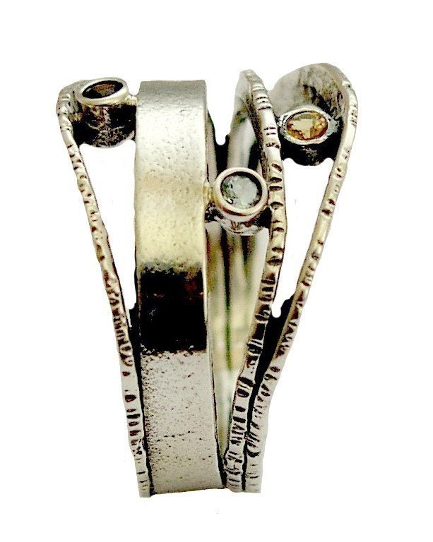 Sterling silver mothers ring with garnet, citrine and blue topaz gemstones - birthstones ring - What makes you smile.
