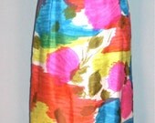Gorgeous Vintage Silk Chiffon MALCOLM STARR BRIGHT FLORAL COUTURE GRECIAN GOWN Formal Bridal Cocktail Maxi Dress