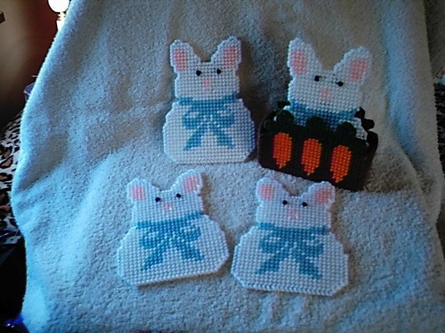 Easter  Bunny Rabbit Coaster Set