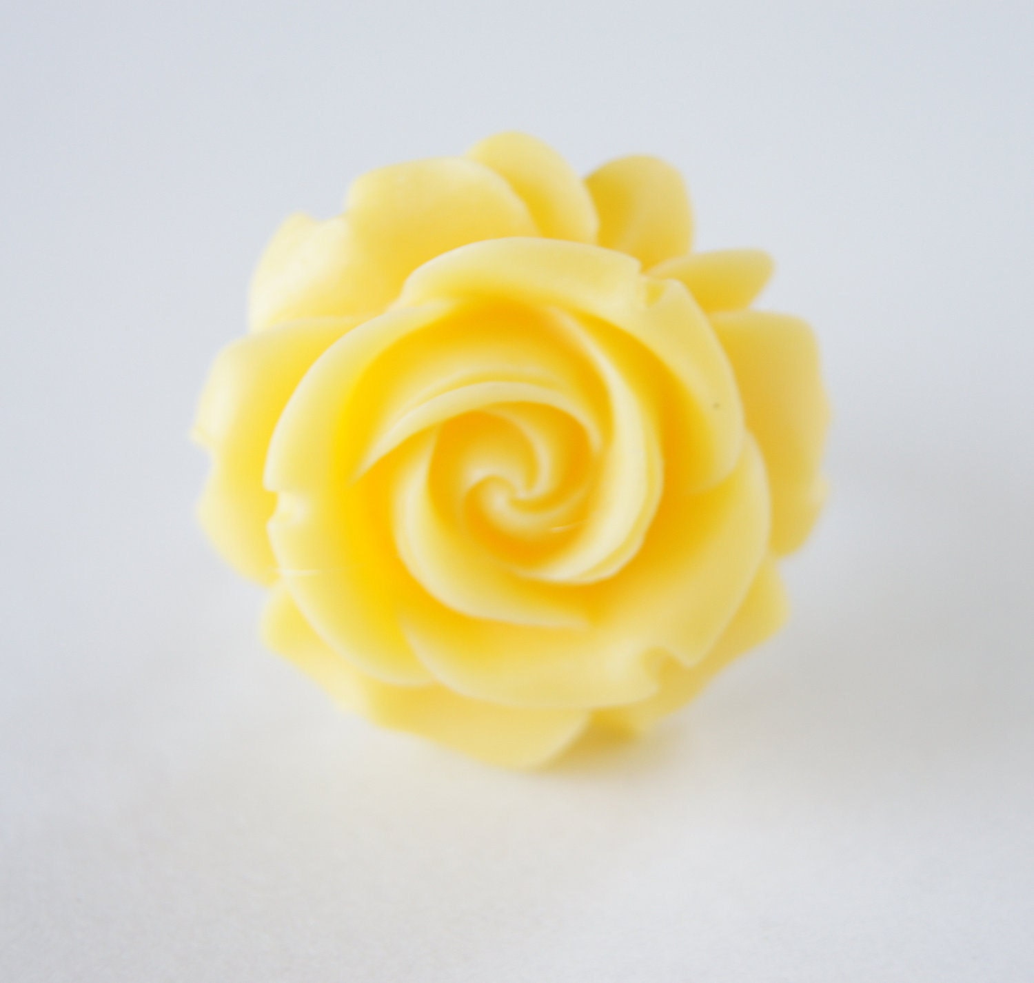 Yellow Resin Rose Flower Silver Metal Ring Vintage Inspired, Bridal Jewelry, Bridesmaids Gifts, Spring Trends
