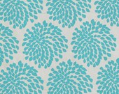 SALE - Protea screen-printed fabric panel (aqua on birch)  - Batch 2