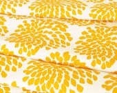 SALE  - 1 metre of Protea screen-printed fabric (saffron on white linen / cotton)