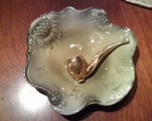 Vintage Pipe Dish, Antique Ornate Embossed, Germany-style, Gold Pipe, 3 Dimensional, Leprechaun, St. Patricks Day, Men's Decor, early 1900s
