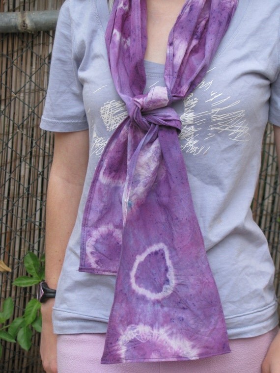 Tie Dyed Neck Scarf Fashion Purple Cotton