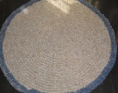 SALE Cotton and Denim Crochet Round Rug OOAK Upcylced Ready to Ship