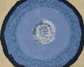 SALE Shades Of Blue Upcycled Crochet Round Rug
