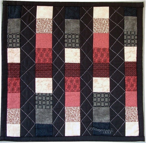 Shadows Scrap Quilt Wall Hanging Abstract Patchwork Geometric Grid