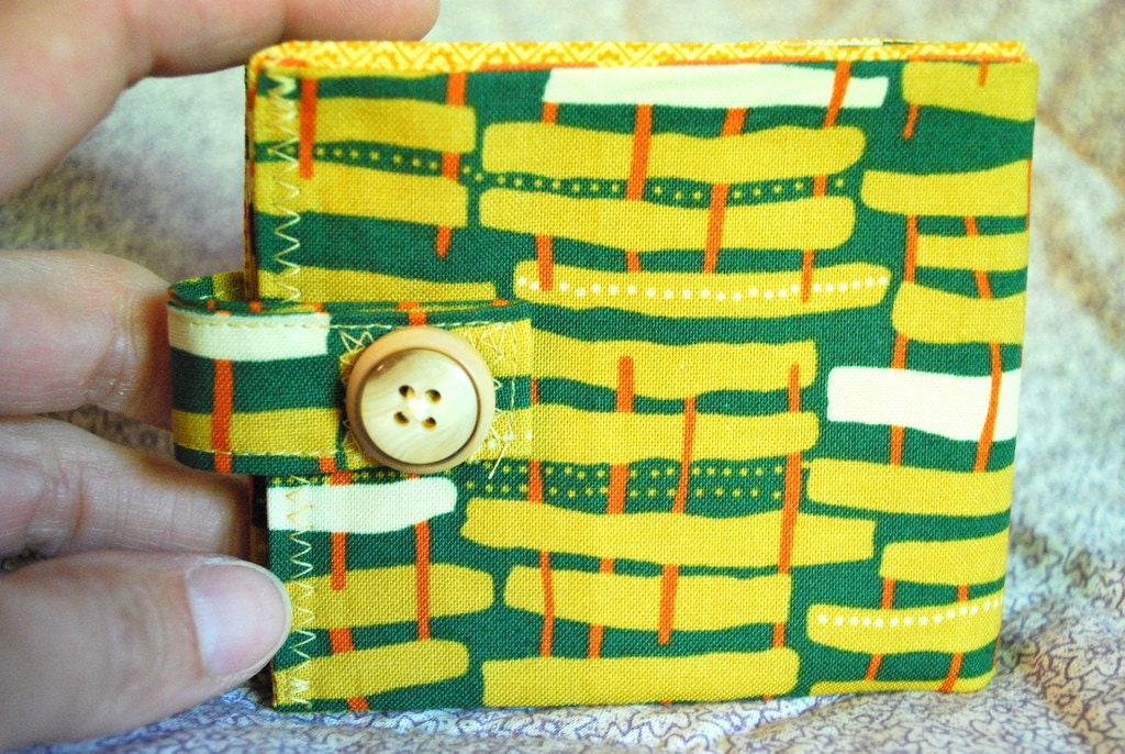 Travel wallet - funky green and orange - coin pocket