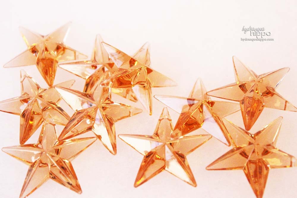 Gingerbread Topaz - 1 inch - Faceted Star Beads - 10 pieces